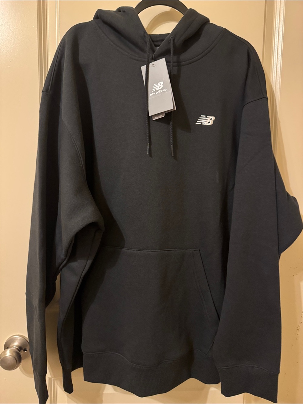 New Balance Black Pullover Hoodie with White Logo